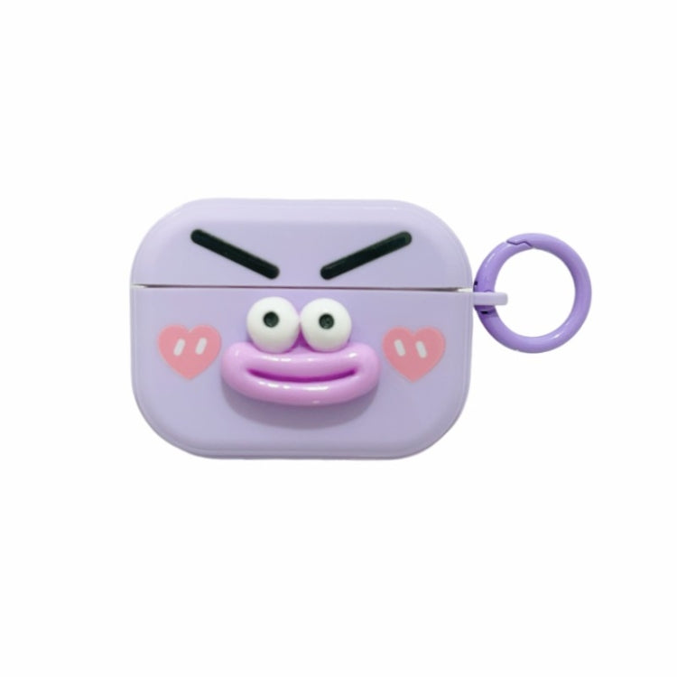 For AirPods Pro Fresh 3D Emoticon Pattern Skin Feel Earbuds Box PC Case(Purple) - For AirPods Pro by buy2fix | Online Shopping UK | buy2fix