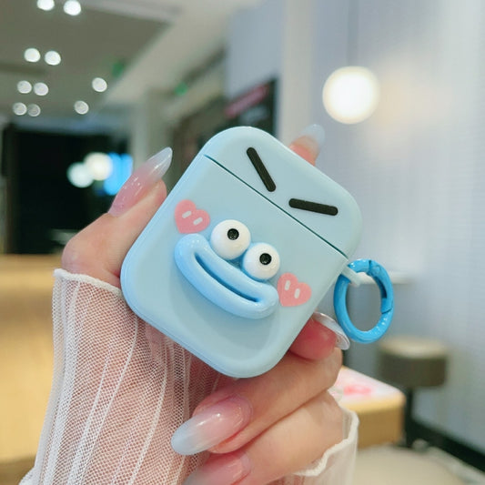 For AirPods 2 / 1 Fresh 3D Emoticon Pattern Skin Feel Earbuds Box PC Case(Blue) by buy2fix