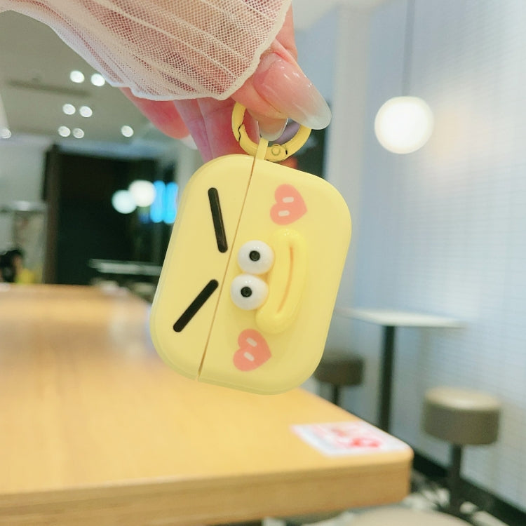 For AirPods Pro Fresh 3D Emoticon Pattern Skin Feel Earbuds Box PC Case(Yellow) by buy2fix