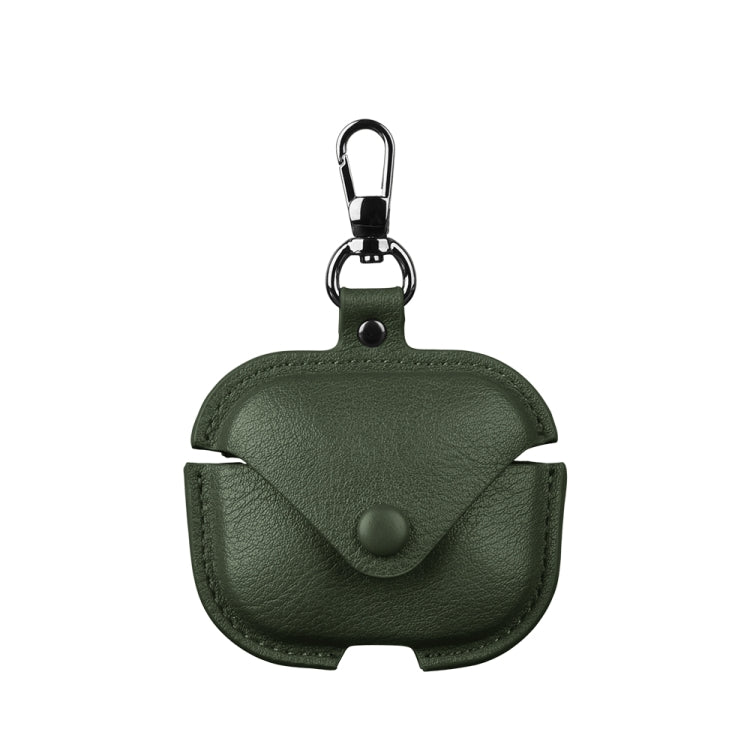 For Redmi Buds 5 / 6S Business Leather Earphone Protective Case with Hook(Green) - Xiaomi Earphone Case by buy2fix | Online Shopping UK | buy2fix