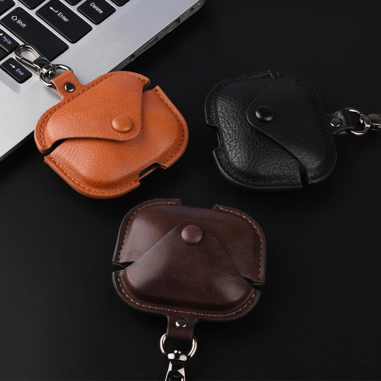 For Redmi Buds 5 / 6S Business Leather Earphone Protective Case with Hook(Black) - Xiaomi Earphone Case by buy2fix | Online Shopping UK | buy2fix