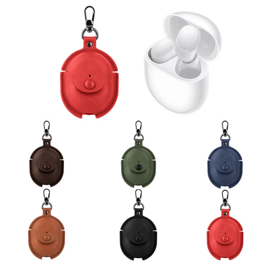 For Redmi Buds 4 Business Leather Earphone Protective Case with Hook(Red) by buy2fix