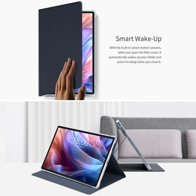 For Teclast T65 Max Anti-slip Texture Smart Tablet Leather Folio Case(Dark Blue) by TECLAST
