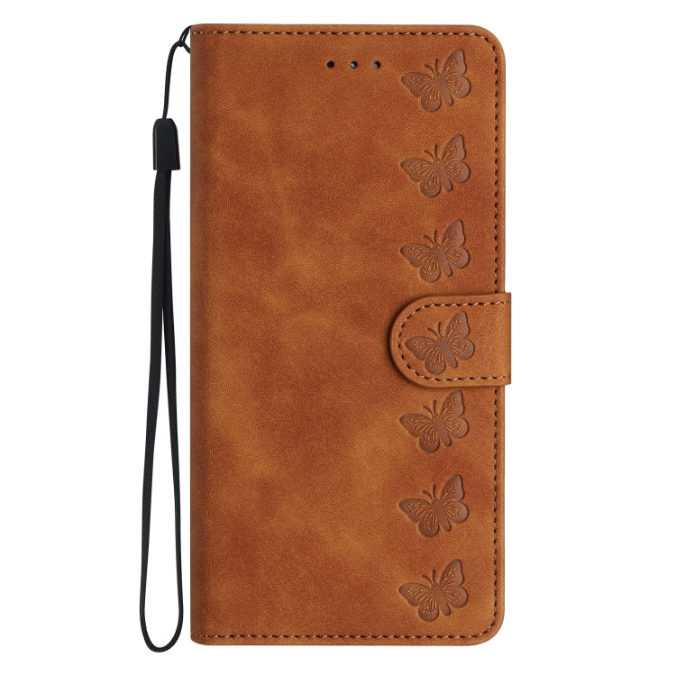 For Samsung Galaxy S25+ 5G Seven Butterflies Embossed Leather Phone Case(Brown) - Galaxy S25+ 5G Cases by buy2fix | Online Shopping UK | buy2fix