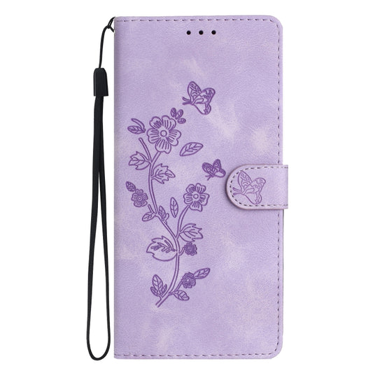 For Samsung Galaxy S25+ 5G Flower Butterfly Embossing Pattern Leather Phone Case(Purple) by buy2fix