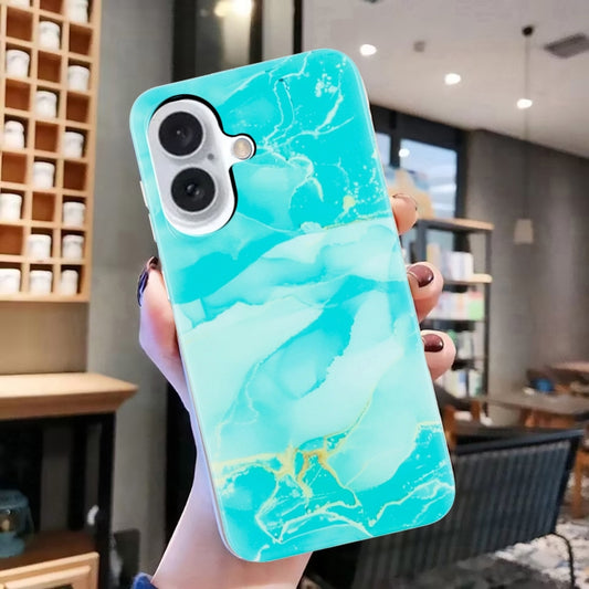 For iPhone 16 Plus IMD Marble TPU Phone Case(Green) by buy2fix