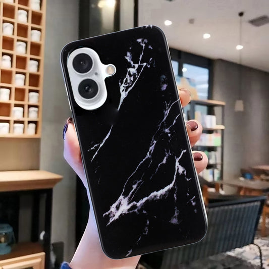 For iPhone 16 Plus IMD Marble TPU Phone Case(Black) by buy2fix