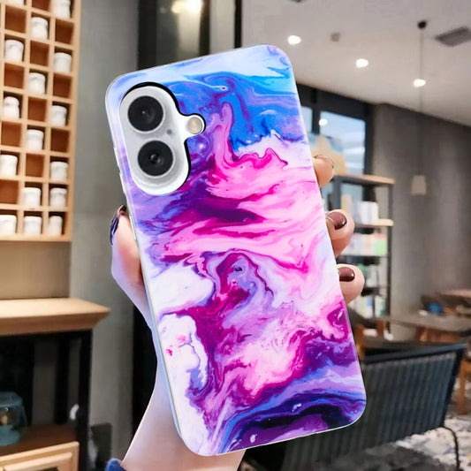 For iPhone 16 Plus IMD Marble TPU Phone Case(Red) by buy2fix