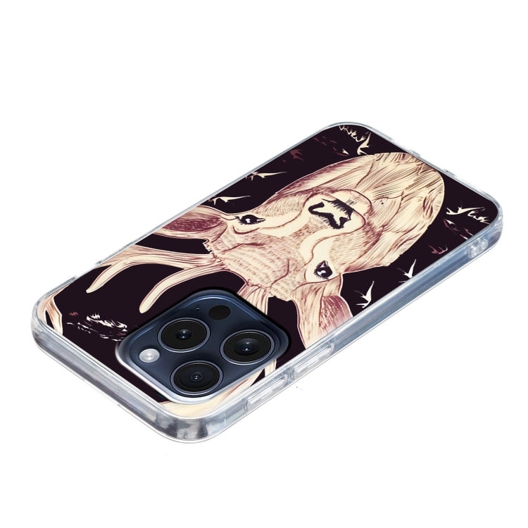 For iPhone 16 Pro Max Colored Drawing Pattern TPU Phone Case(Deer) by buy2fix
