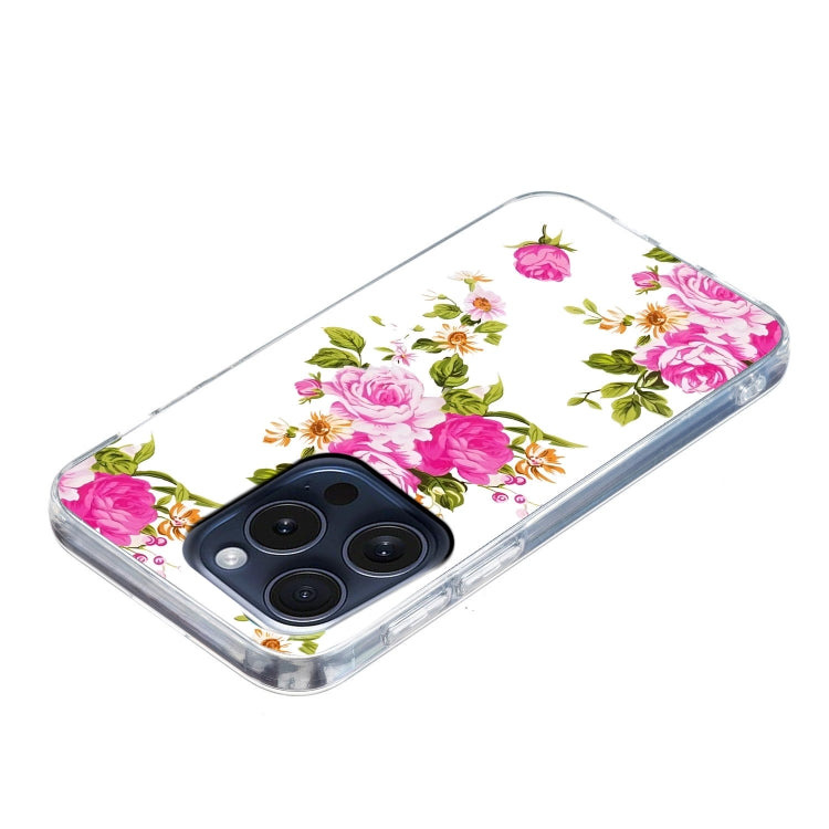For iPhone 16 Pro Colored Drawing Pattern TPU Phone Case(Rose Flower) by buy2fix