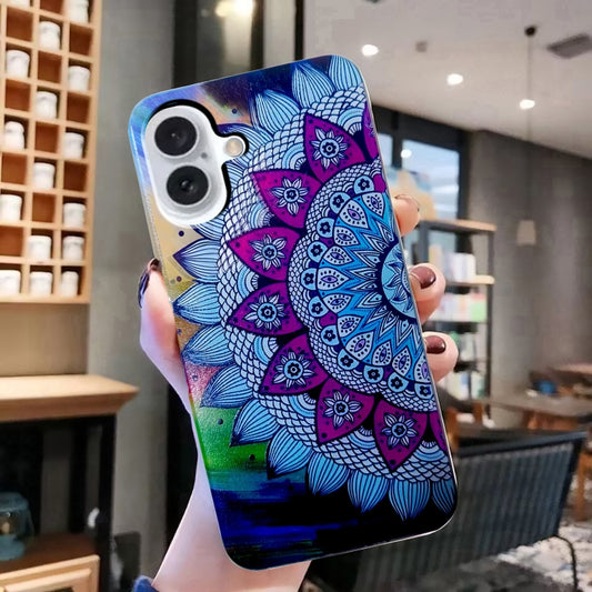 For iPhone 16 Plus Colored Drawing Pattern TPU Phone Case(Half-flower) by buy2fix