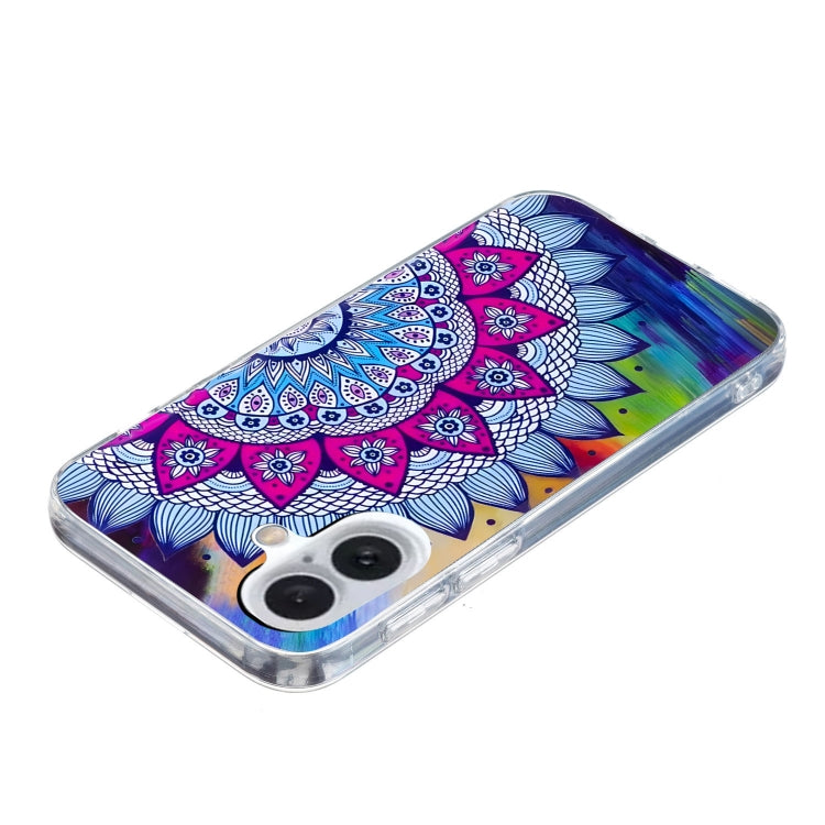 For iPhone 16 Plus Colored Drawing Pattern TPU Phone Case(Half-flower) by buy2fix