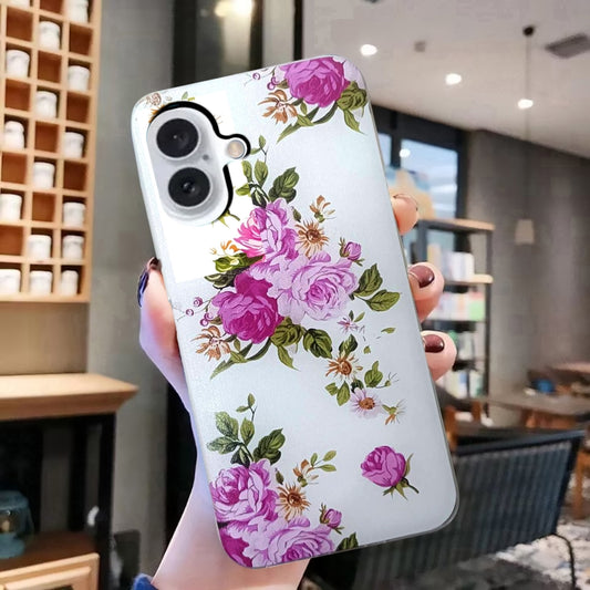 For iPhone 16 Plus Colored Drawing Pattern TPU Phone Case(Rose Flower) by buy2fix