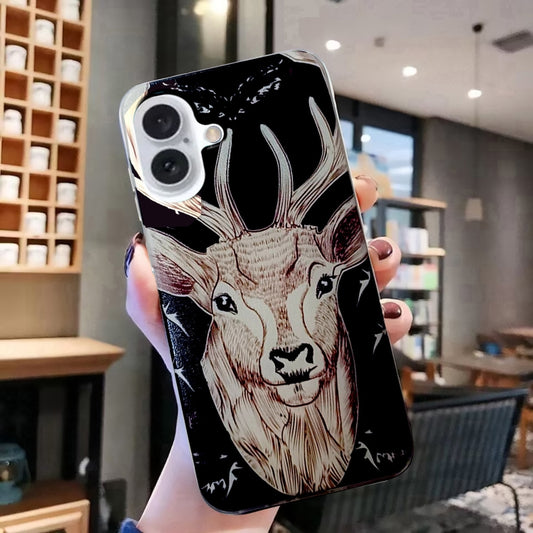 For iPhone 16 Plus Colored Drawing Pattern TPU Phone Case(Deer) by buy2fix