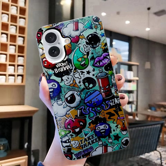For iPhone 16 Colored Drawing Pattern TPU Phone Case(Graffiti) by buy2fix