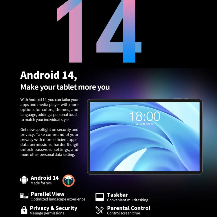 Teclast T50HD Tablet PC 11 inch, 6GB+256GB, Android 14 Unisoc T606 Octa Core, 4G LTE Dual SIM - TECLAST by TECLAST | Online Shopping UK | buy2fix