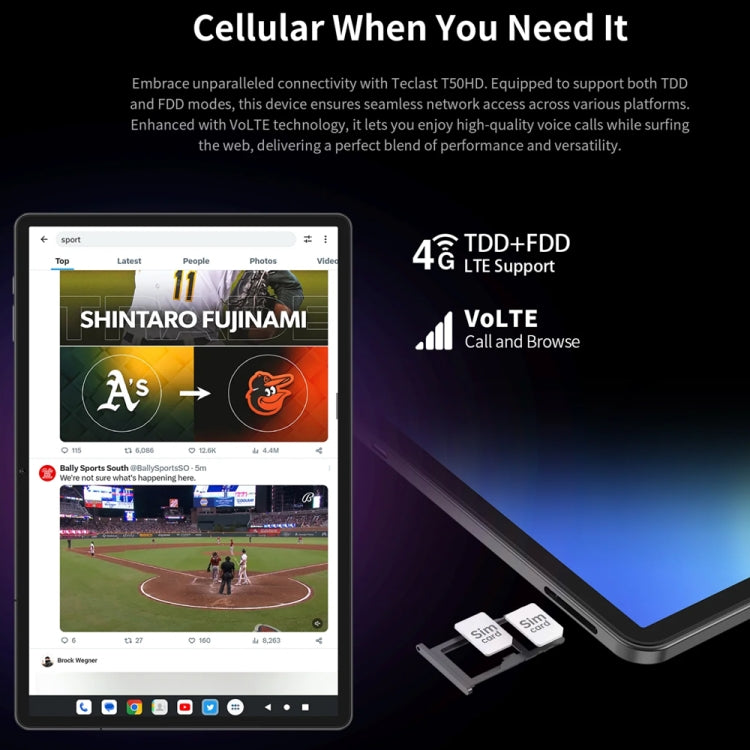 Teclast T50HD Tablet PC 11 inch, 6GB+256GB, Android 14 Unisoc T606 Octa Core, 4G LTE Dual SIM - TECLAST by TECLAST | Online Shopping UK | buy2fix