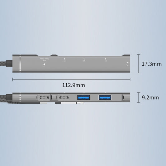 5 in 2 Multi-function HUB Adapter, Interface:USB-C / Type-C + USB-A(Silver) by buy2fix