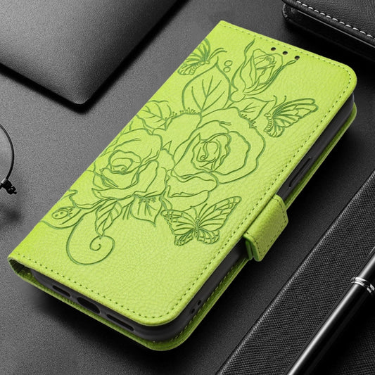 For Redmi K70 Ultra 5G Global Embossed Rose RFID Anti-theft Leather Phone Case(Green) by buy2fix