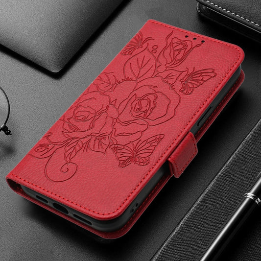 For Redmi K70 Ultra 5G Global Embossed Rose RFID Anti-theft Leather Phone Case(Red) by buy2fix