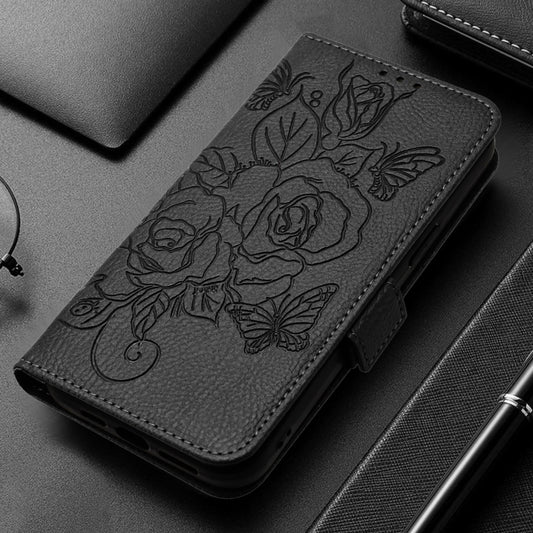 For Redmi K70 Ultra 5G Global Embossed Rose RFID Anti-theft Leather Phone Case(Black) by buy2fix