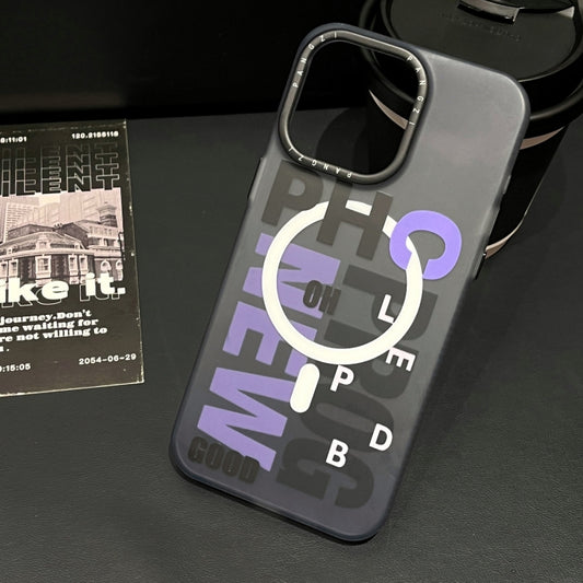 For iPhone 13 Pro Double-Layer Frosted IMD MagSafe Phone Case(Purple Gradient Letters) by buy2fix