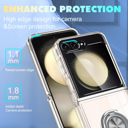 For Samsung Galaxy Z Flip6 / Flip7 FE MagSafe Transparent PC Folding Phone Case with Ring Holder by buy2fix