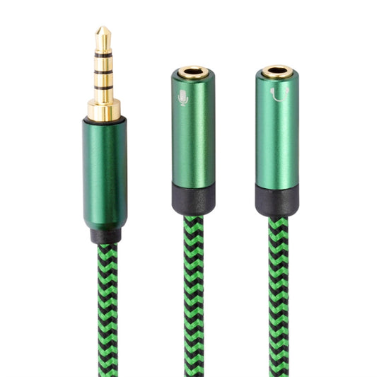 3.5mm Male to Dual 3.5mm Audio + Microphone 2 in 1 Audio Adapter Cable, Length:3m(Green) by imak