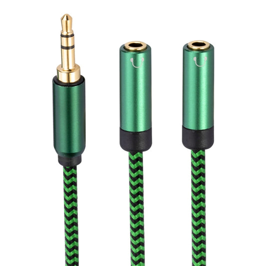 3.5mm Male to Dual 3.5mm Female 2 in 1 Audio Adapter Cable, Length:1m(Green) - Video & Audio Cable by buy2fix | Online Shopping UK | buy2fix