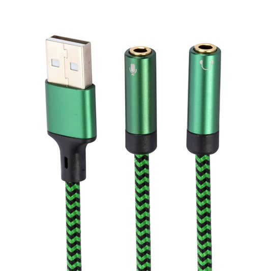 USB-A to Dual 3.5mm Separate Style Audio Adapter Cable, Length:1m(Green) - Video & Audio Cable by buy2fix | Online Shopping UK | buy2fix