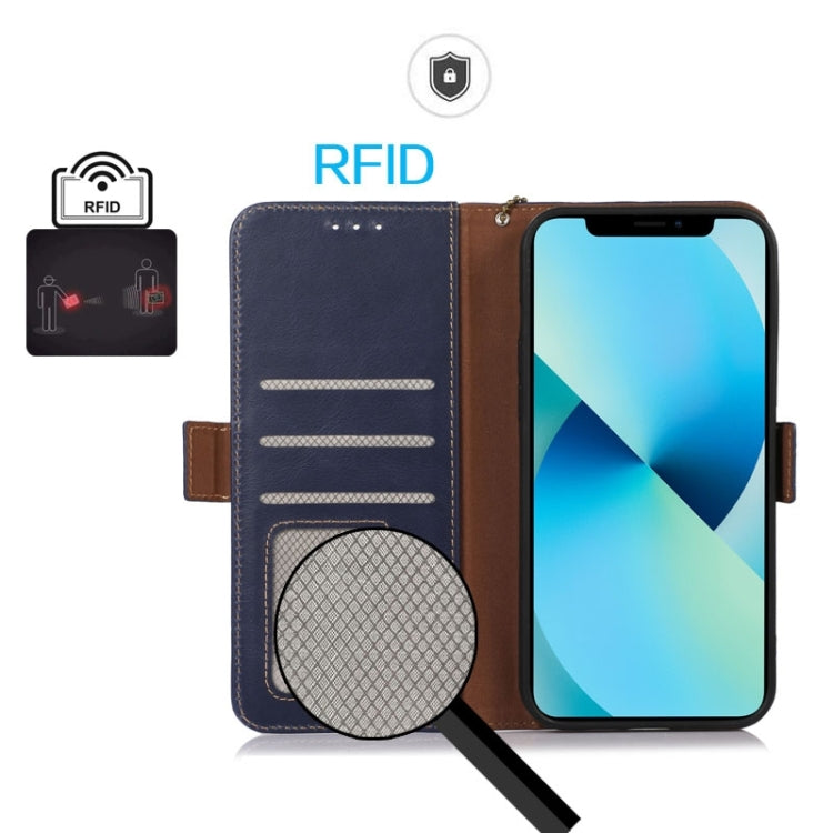 For Sony Xperia 10 VI Magnetic Crazy Horse Texture Genuine Leather RFID Phone Case(Blue) - Sony Cases by buy2fix | Online Shopping UK | buy2fix