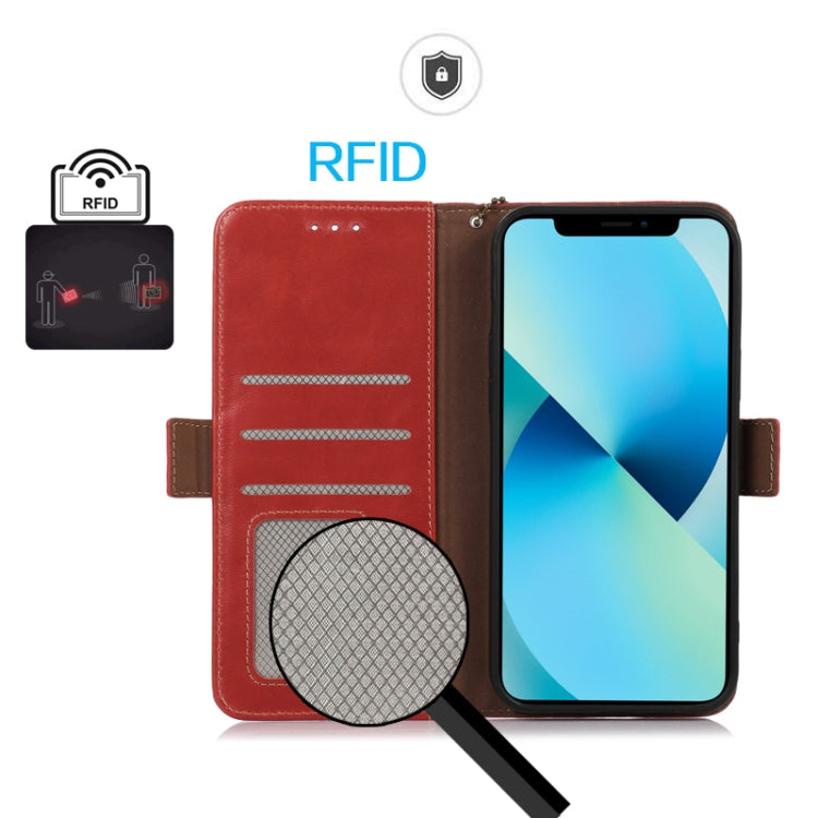 For Sony Xperia 5 VI Magnetic Crazy Horse Texture Genuine Leather RFID Phone Case(Red) - Sony Cases by buy2fix | Online Shopping UK | buy2fix
