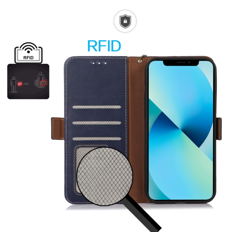 For Sony Xperia 5 VI Magnetic Crazy Horse Texture Genuine Leather RFID Phone Case(Blue) - Sony Cases by buy2fix | Online Shopping UK | buy2fix