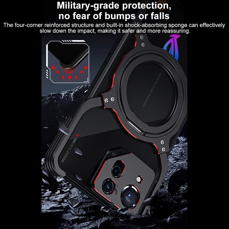 For Asus ROG Phone 8 / 8 Pro Mechanical Arm Borderless MagSafe Holder Metal Phone Case(Black Purple) - ASUS Cases by buy2fix | Online Shopping UK | buy2fix