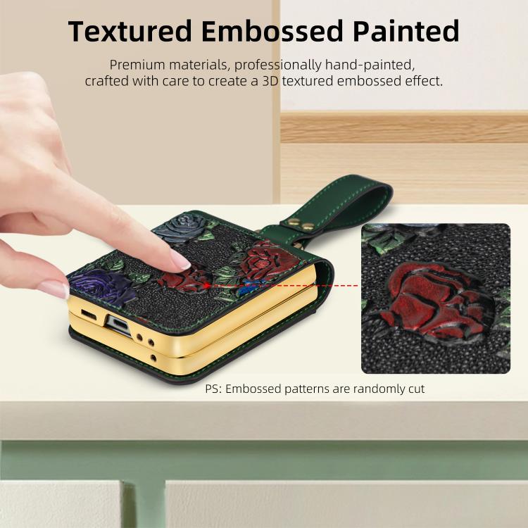 For Samsung Galaxy Z Flip6 VIETAO Integrated Embossed Pattern Full Coverage Phone Case with Wrist Strap(Brown) - Galaxy Z Fold6 5G Cases by VIETAO | Online Shopping UK | buy2fix