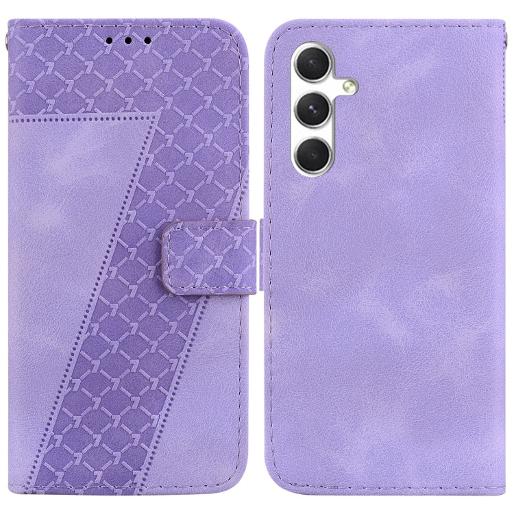 For Samsung Galaxy S25+ 5G Seven-shaped Embossed Leather Phone Case(Purple) - Galaxy S25+ 5G Cases by buy2fix | Online Shopping UK | buy2fix
