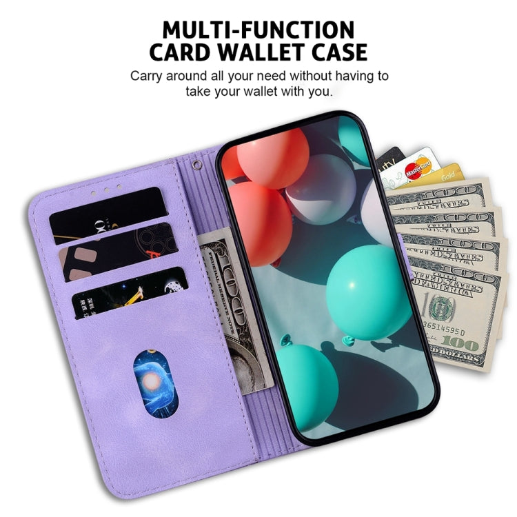 For Samsung Galaxy S25+ 5G Seven-shaped Embossed Leather Phone Case(Purple) - Galaxy S25+ 5G Cases by buy2fix | Online Shopping UK | buy2fix