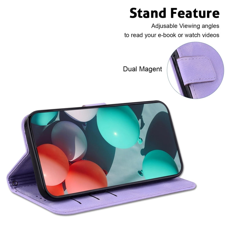 For Samsung Galaxy S25+ 5G Seven-shaped Embossed Leather Phone Case(Purple) - Galaxy S25+ 5G Cases by buy2fix | Online Shopping UK | buy2fix