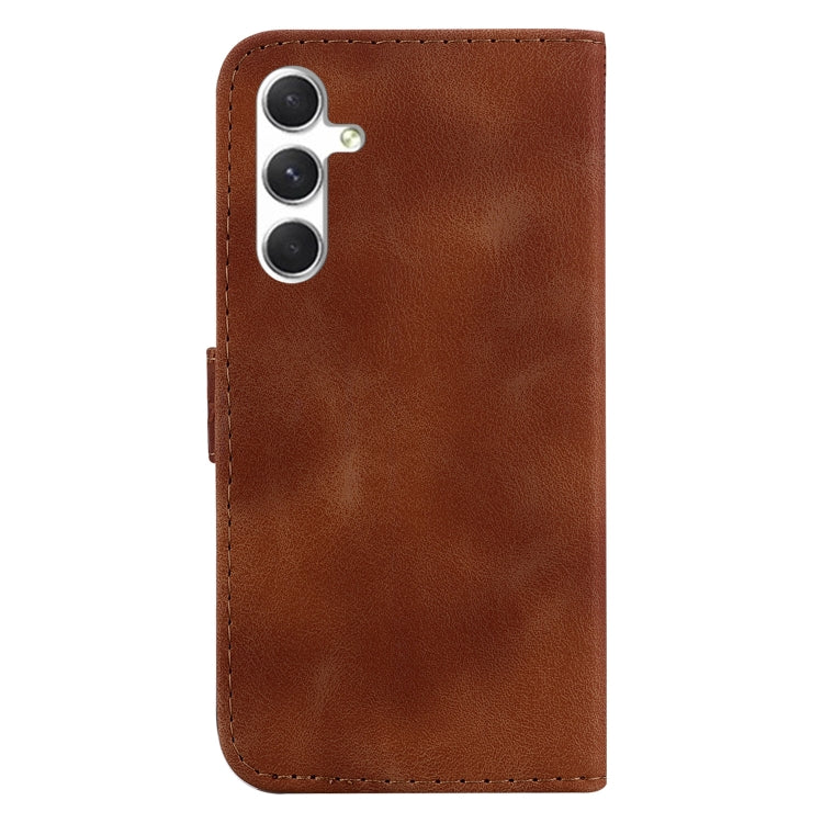 For Samsung Galaxy S25+ 5G Seven-shaped Embossed Leather Phone Case(Brown) - Galaxy S25+ 5G Cases by buy2fix | Online Shopping UK | buy2fix