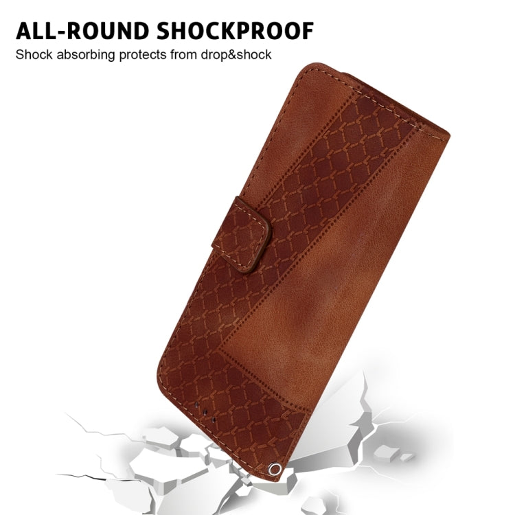 For Samsung Galaxy S25+ 5G Seven-shaped Embossed Leather Phone Case(Brown) - Galaxy S25+ 5G Cases by buy2fix | Online Shopping UK | buy2fix