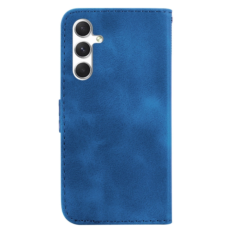 For Samsung Galaxy S25+ 5G Seven-shaped Embossed Leather Phone Case(Blue) - Galaxy S25+ 5G Cases by buy2fix | Online Shopping UK | buy2fix