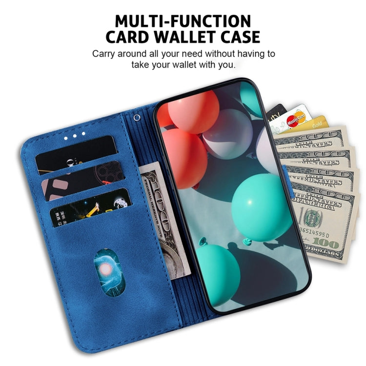 For Samsung Galaxy S25+ 5G Seven-shaped Embossed Leather Phone Case(Blue) - Galaxy S25+ 5G Cases by buy2fix | Online Shopping UK | buy2fix