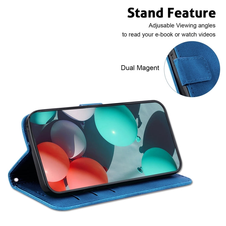 For Samsung Galaxy S25+ 5G Seven-shaped Embossed Leather Phone Case(Blue) - Galaxy S25+ 5G Cases by buy2fix | Online Shopping UK | buy2fix