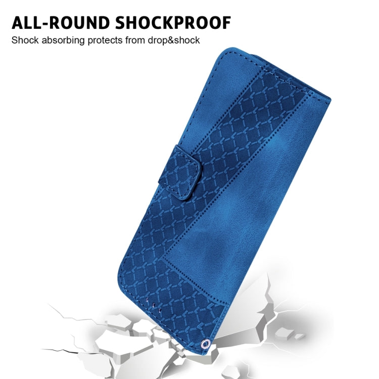 For Samsung Galaxy S25+ 5G Seven-shaped Embossed Leather Phone Case(Blue) - Galaxy S25+ 5G Cases by buy2fix | Online Shopping UK | buy2fix