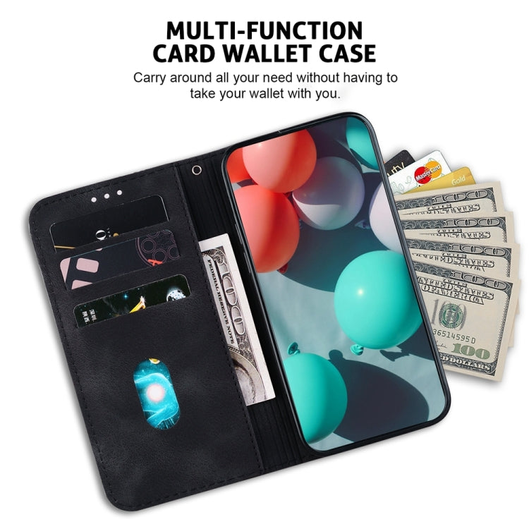 For Samsung Galaxy S25+ 5G Seven-shaped Embossed Leather Phone Case(Black) - Galaxy S25+ 5G Cases by buy2fix | Online Shopping UK | buy2fix