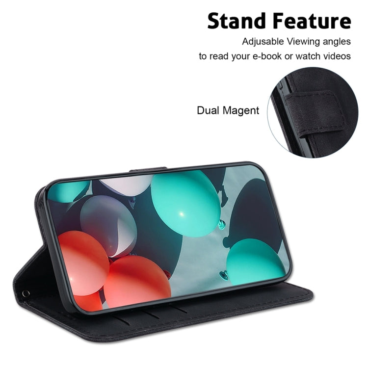 For Samsung Galaxy S25+ 5G Seven-shaped Embossed Leather Phone Case(Black) - Galaxy S25+ 5G Cases by buy2fix | Online Shopping UK | buy2fix