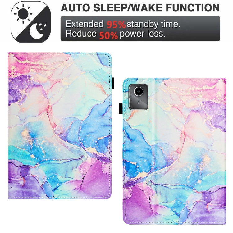 For Lenovo Tab M11/ Xiaoxin Pad 11 2024 Marble Litchi Leather Smart Tablet Case(Purple Blue) by buy2fix