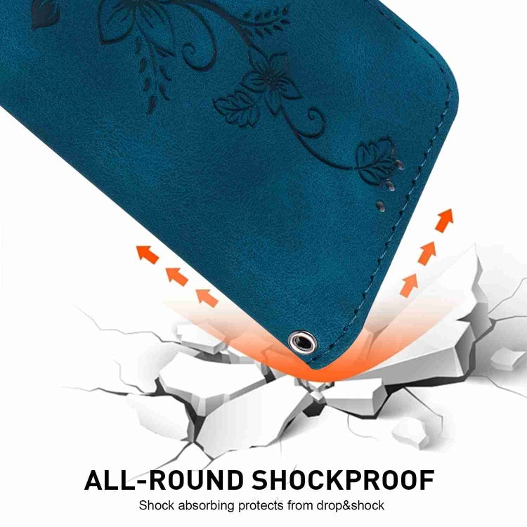 For Samsung Galaxy S25 5G Lily Embossed Leather Phone Case(Dark Blue) by buy2fix