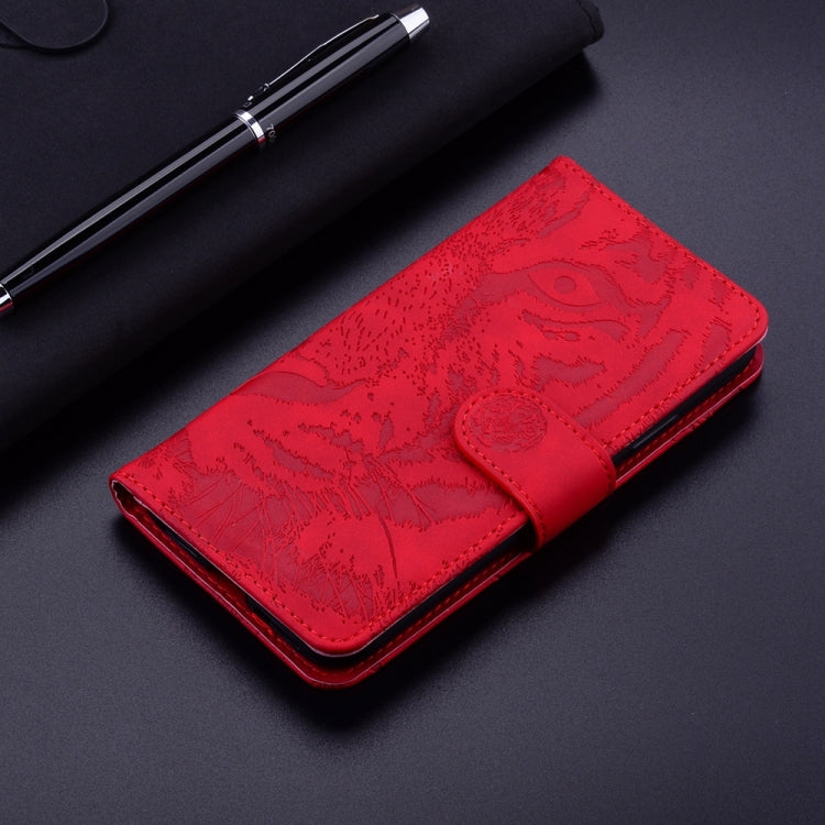 For Samsung Galaxy S25+ 5G Tiger Embossing Pattern Flip Leather Phone Case(Red) - Galaxy S25+ 5G Cases by buy2fix | Online Shopping UK | buy2fix