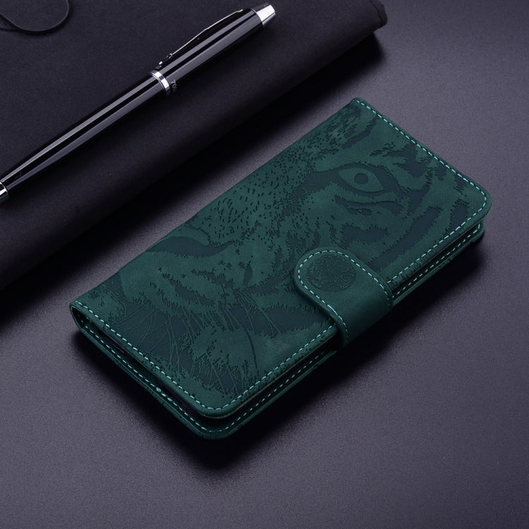 For Samsung Galaxy S25+ 5G Tiger Embossing Pattern Flip Leather Phone Case(Green) - Galaxy S25+ 5G Cases by buy2fix | Online Shopping UK | buy2fix
